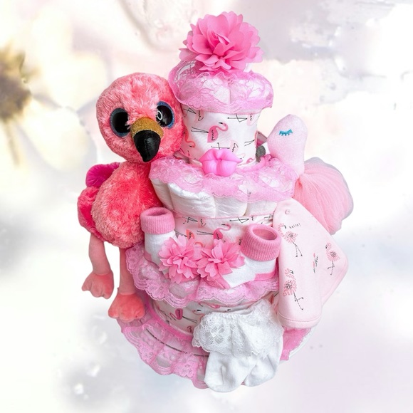 Flamingo Diaper Cake Baby Shower Gift
